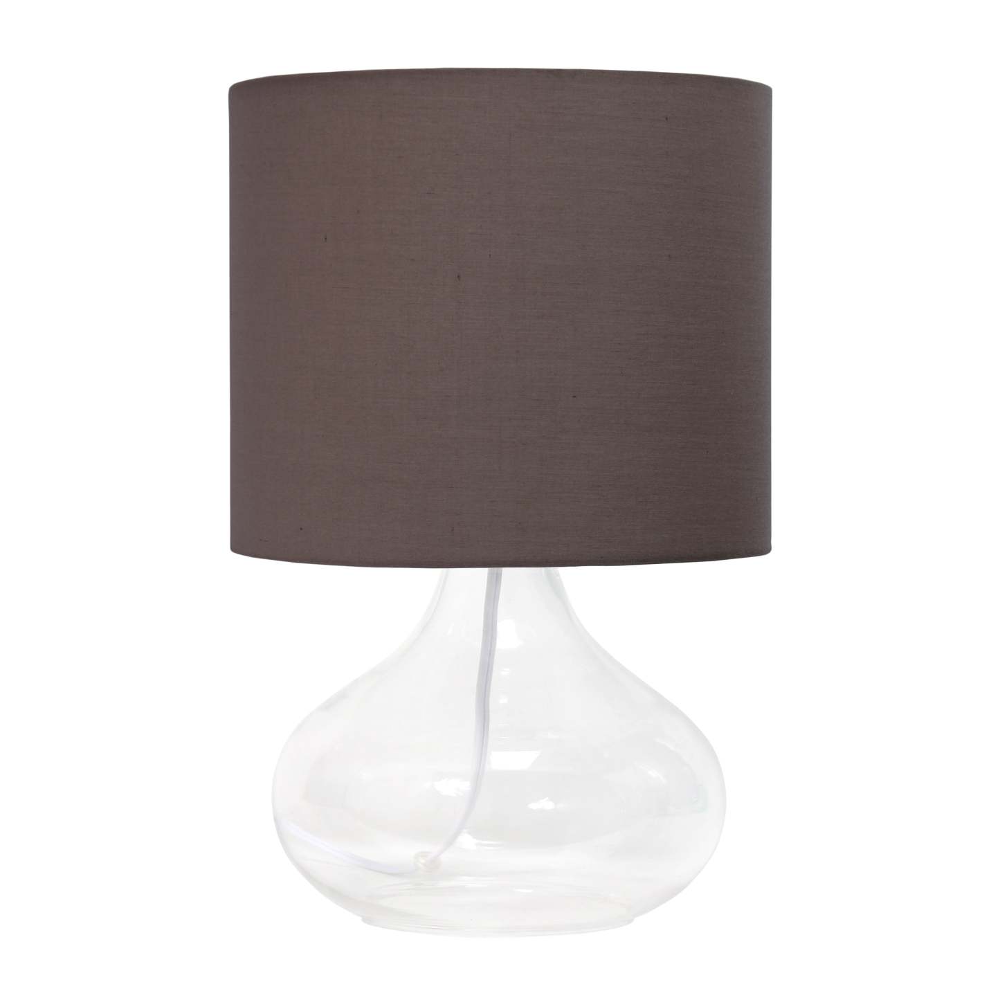 Lampe de table Simple Designs en verre à motif de goutte d'eau avec abat-jour en tissu, transparent avec abat-jour gris|D21TPZ8H