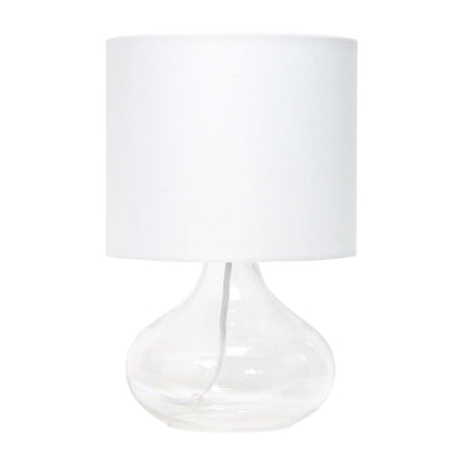 Lampe de table Simple Designs en verre à motif de goutte d'eau, transparente avec abat-jour blanc|Simple Designs Glass Raindrop Table Lamp with Fabric Shade, Clear with White Shade|D21FMOFK