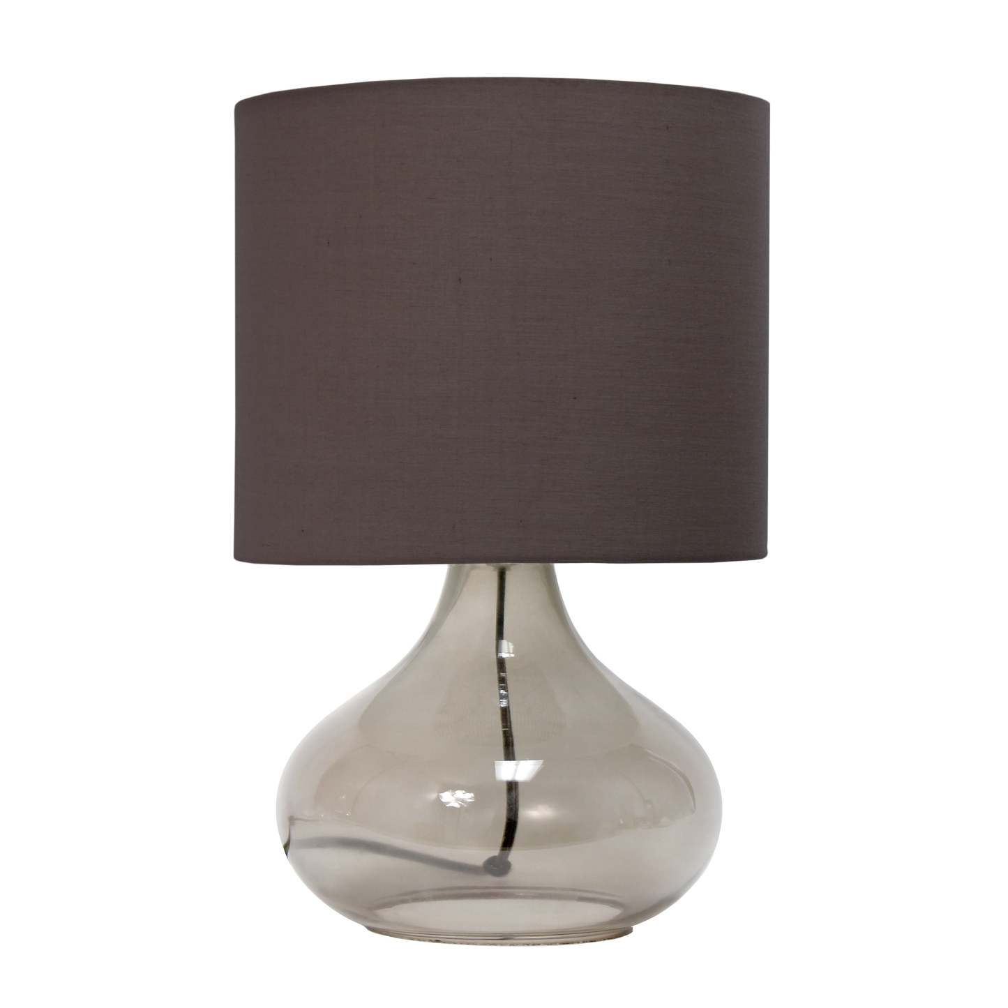 Lampe de table en forme de goutte d'eau en verre Simple Designs avec abat-jour en tissu, gris fumée avec abat-jour gris|Lampe de table Simple Designs en verre à motif de goutte d'eau, gris fumée|D21U6ZOC