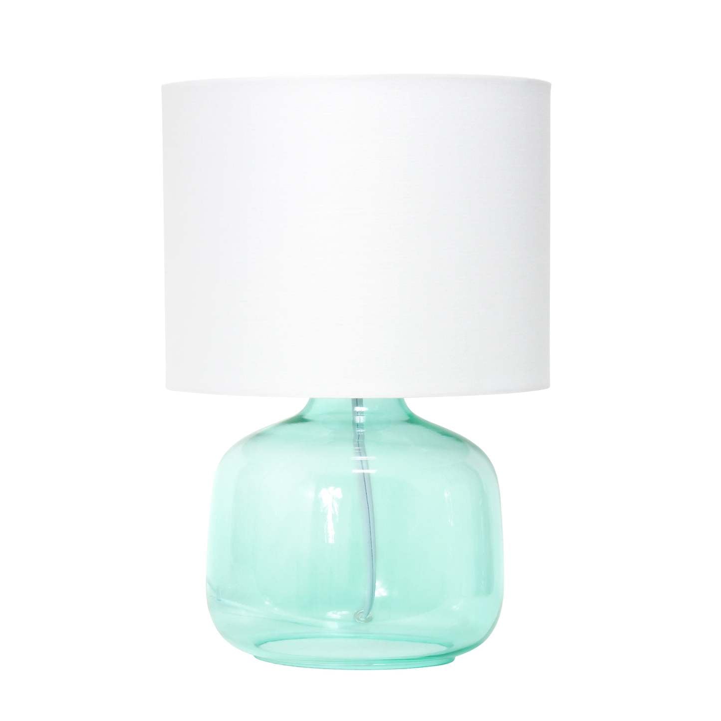 Lampe de table Simple Designs en verre avec abat-jour en tissu, aqua avec abat-jour blanc|Lampe de table Simple Designs en verre, turquoise|D21W20F9