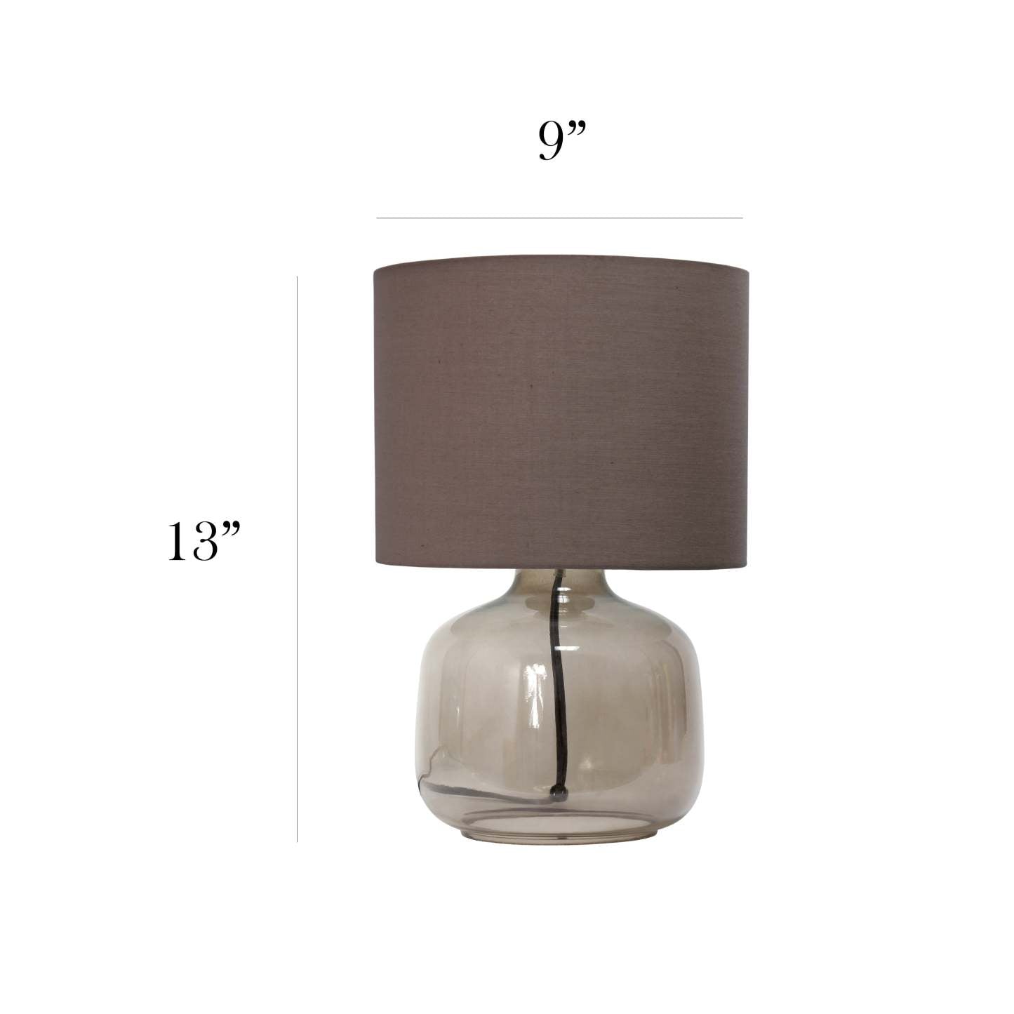 Lampe de table Simple Designs en verre avec abat-jour en tissu, fumée avec abat-jour gris|D21VZO10