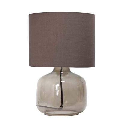 Lampe de table Simple Designs en verre avec abat-jour en tissu, fumée avec abat-jour gris|D21VZO10