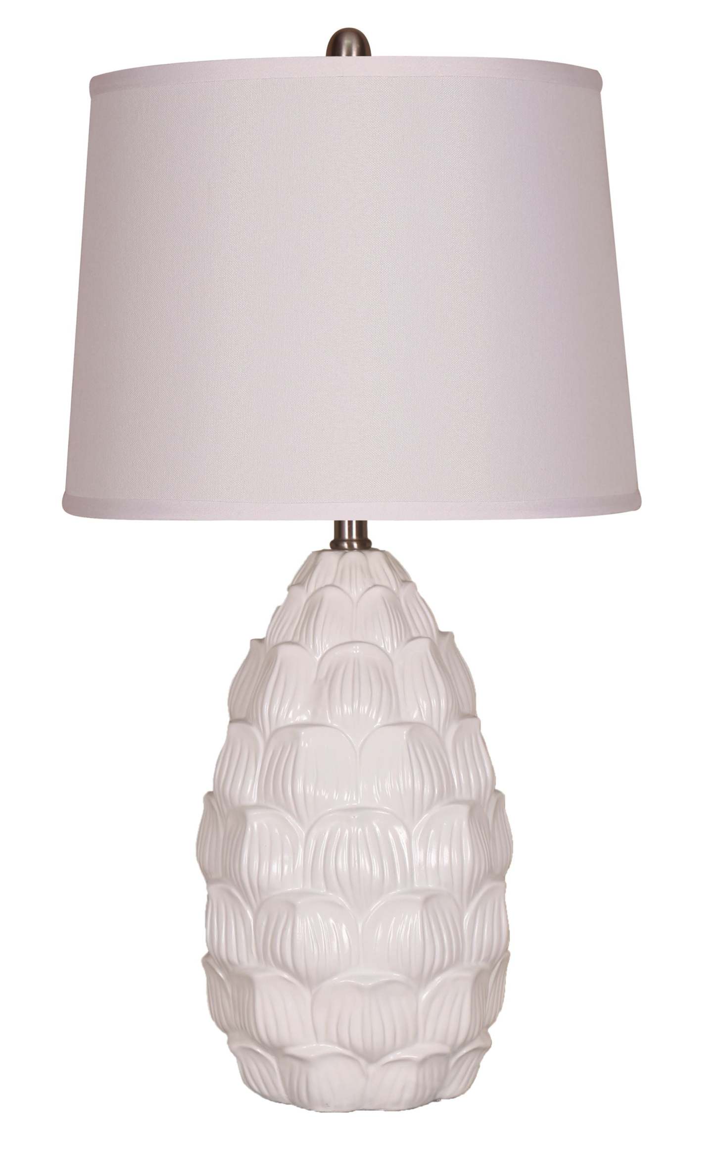 Lampe de table Elegant Designs en résine avec abat-jour en tissu, blanche|Lampe de table Elegant Designs en résine, blanche|D219ZROM