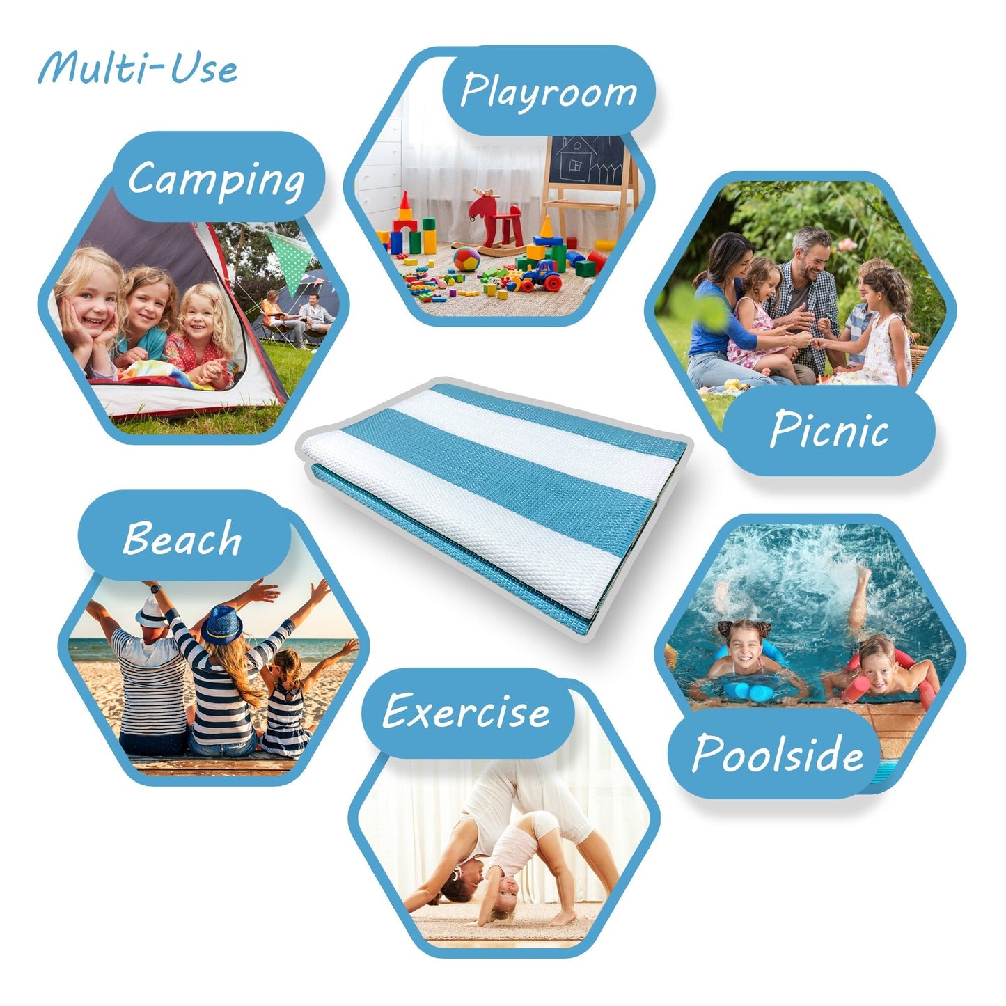 Tapis d'intérieur/extérieur à rayures de plage Lalune