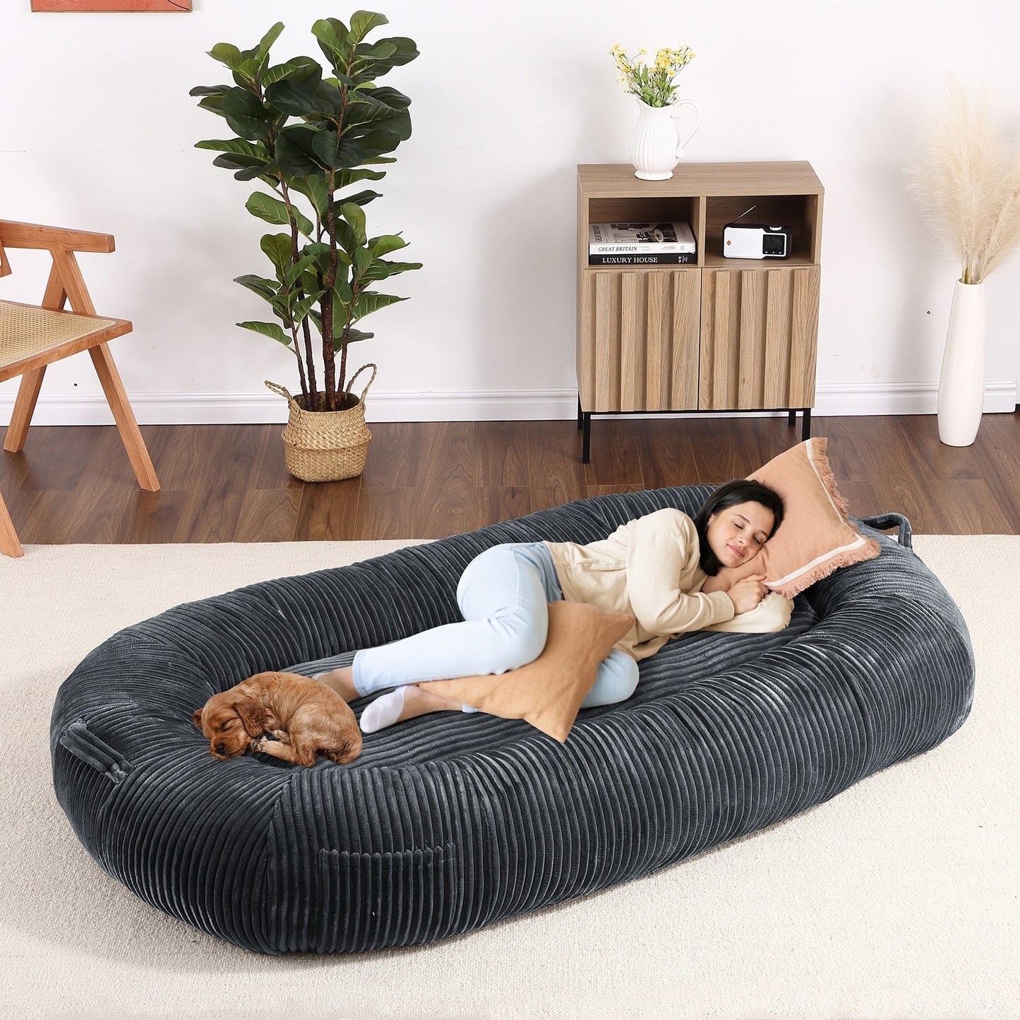 Lit géant pour chien (71 x 48 x 14 cm), grand lit lavable pour chiens adultes, idéal pour la sieste.