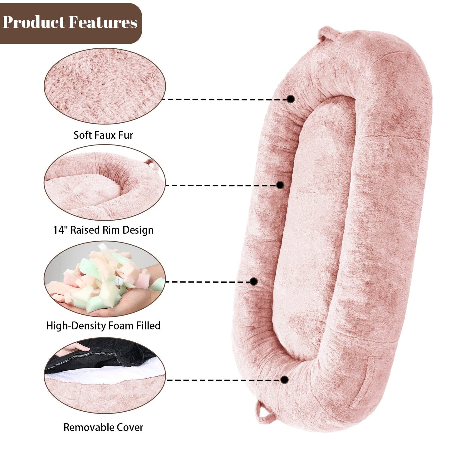 Lit géant pour chien (71 x 48 x 14 cm), grand lit lavable pour chiens adultes, idéal pour la sieste.