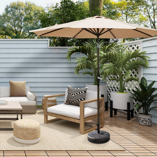 Parasol de terrasse Lopes de 2,74 m (9 pi) avec pied et support lestés finition bronze inclus