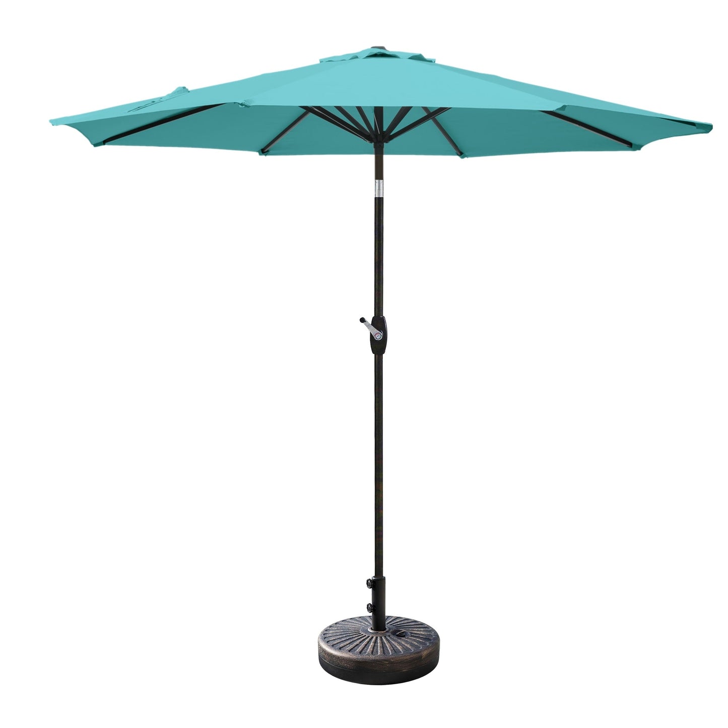 Parasol de terrasse Lopes de 2,74 m (9 pi) avec pied et support lestés finition bronze inclus