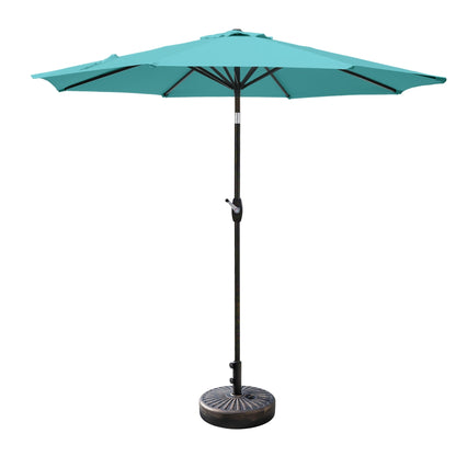 Parasol de terrasse Lopes de 2,74 m (9 pi) avec pied et support lestés finition bronze inclus
