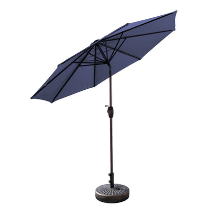 Parasol de terrasse Lopes de 2,74 m (9 pi) avec pied et support lestés finition bronze inclus