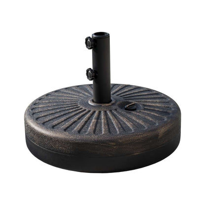 Parasol de terrasse Lopes de 2,74 m (9 pi) avec pied et support lestés finition bronze inclus