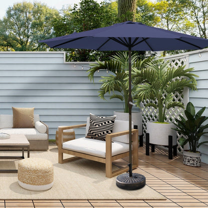 Parasol de terrasse Lopes de 2,74 m (9 pi) avec pied et support lestés finition bronze inclus