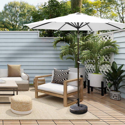 Parasol de terrasse Lopes de 2,74 m (9 pi) avec pied et support lestés finition bronze inclus