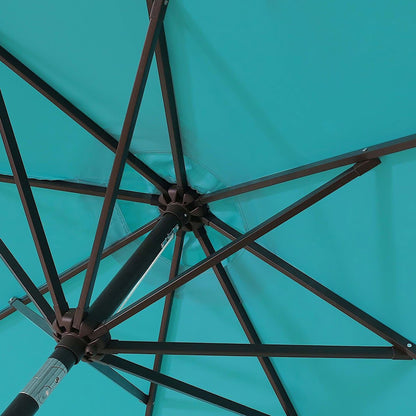 Parasol de terrasse Lopes de 2,74 m (9 pi) avec pied et support lestés finition bronze inclus