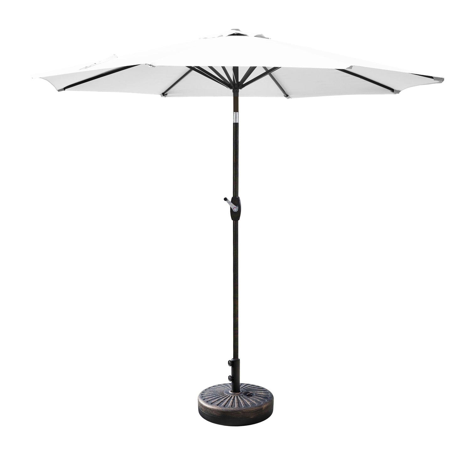 Parasol de terrasse Lopes de 2,74 m (9 pi) avec pied et support lestés finition bronze inclus