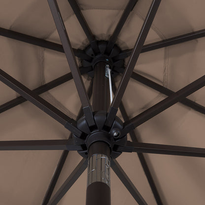 Parasol de terrasse Lopes de 2,74 m (9 pi) avec pied et support lestés finition bronze inclus
