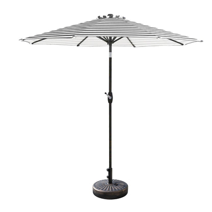 Parasol de terrasse Lopes de 2,74 m (9 pi) avec pied et support lestés finition bronze inclus