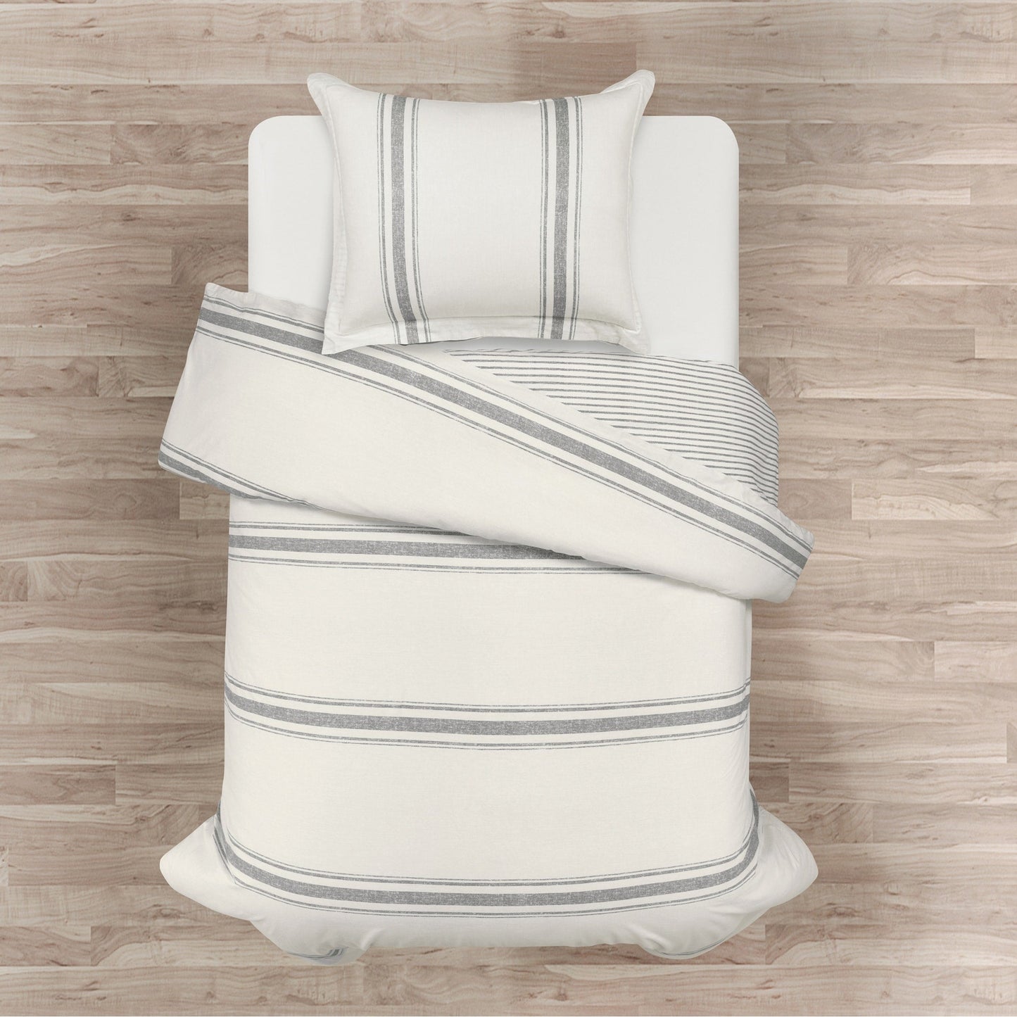 Ensemble de housse de couette 3 pièces à rayures style ferme Lush Decor