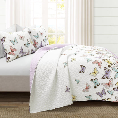 Ensemble de courtepointe 3 pièces Lush Decor Flutter Butterfly
