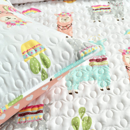 Ensemble de courtepointe réversible à imprimé lama cactus du sud-ouest de Lush Decor