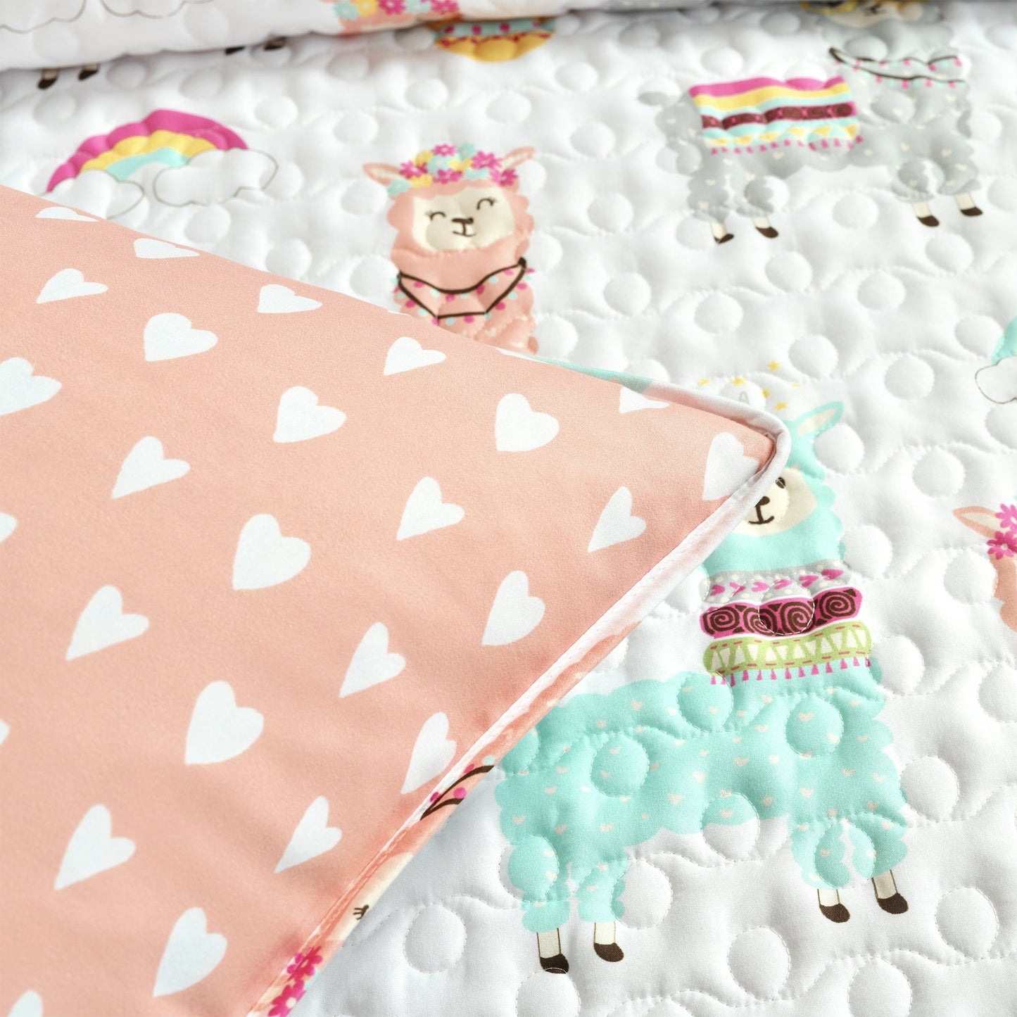 Ensemble de courtepointe réversible à imprimé lama cactus du sud-ouest de Lush Decor