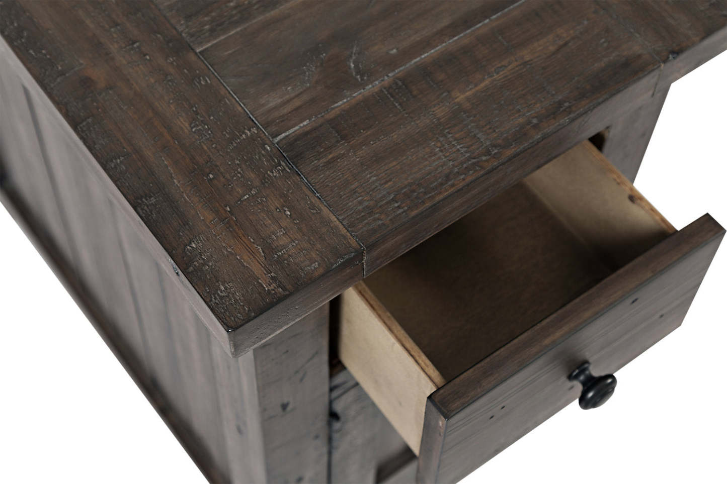 Madison 16 Rustic Chairside Table with Storage - Grey Brown Wood|Table de fauteuil rustique Madison de 16 po avec rangement - bois brun-gris