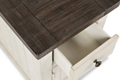 Madison 16 Rustic Chairside Table with Storage - White Wood|Table de fauteuil rustique Madison de 16 po avec rangement - bois blanc