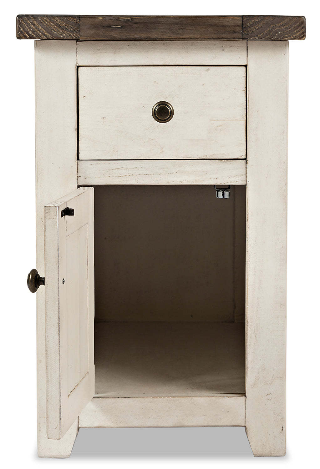 Madison 16 Rustic Chairside Table with Storage - White Wood|Table de fauteuil rustique Madison de 16 po avec rangement - bois blanc