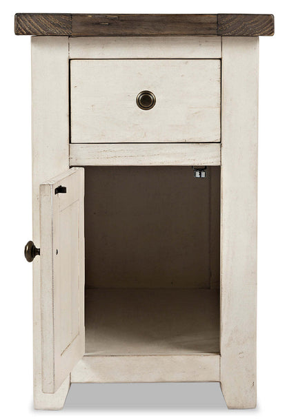 Madison 16 Rustic Chairside Table with Storage - White Wood|Table de fauteuil rustique Madison de 16 po avec rangement - bois blanc