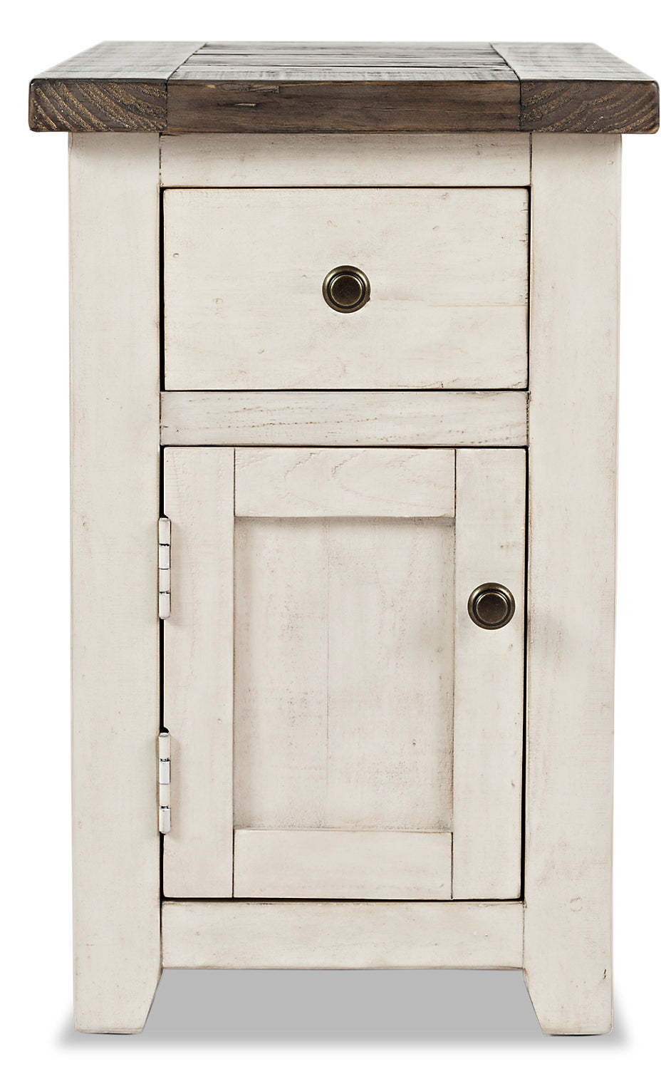 Madison 16 Rustic Chairside Table with Storage - White Wood|Table de fauteuil rustique Madison de 16 po avec rangement - bois blanc