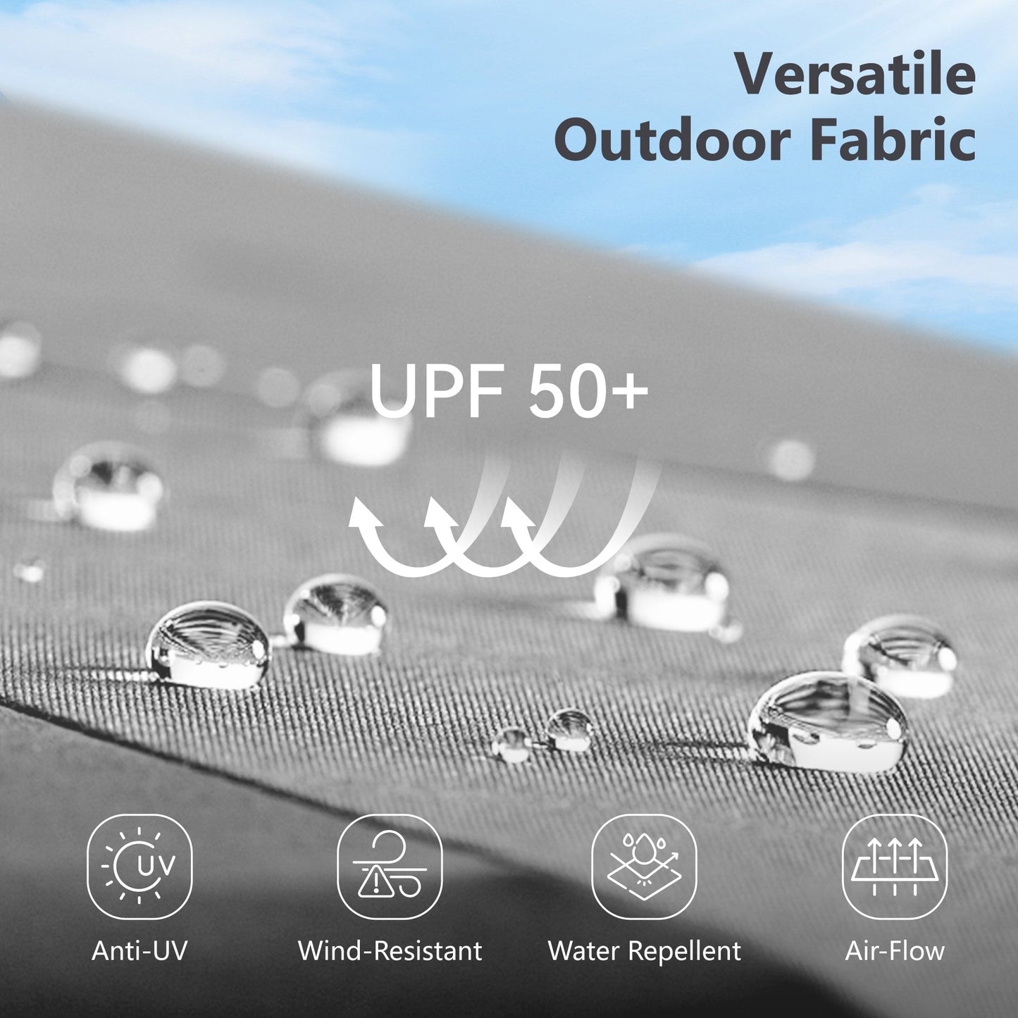 Parasol d'extérieur MAISON ARTS de 3 m (10 pi) à 3 niveaux, ventilé, avec inclinaison automatique et manivelle.