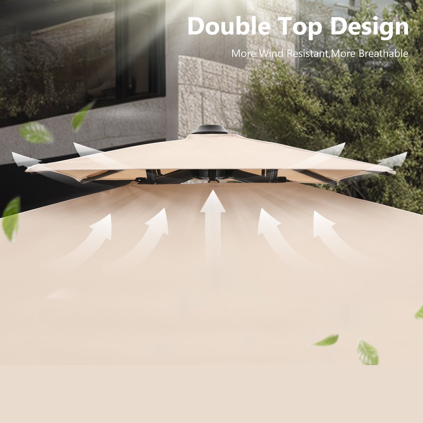 Parasol déporté hydraulique automatique MAISON ARTS de 3,66 m (12 pi) avec mât en aluminium et rotation à 360°