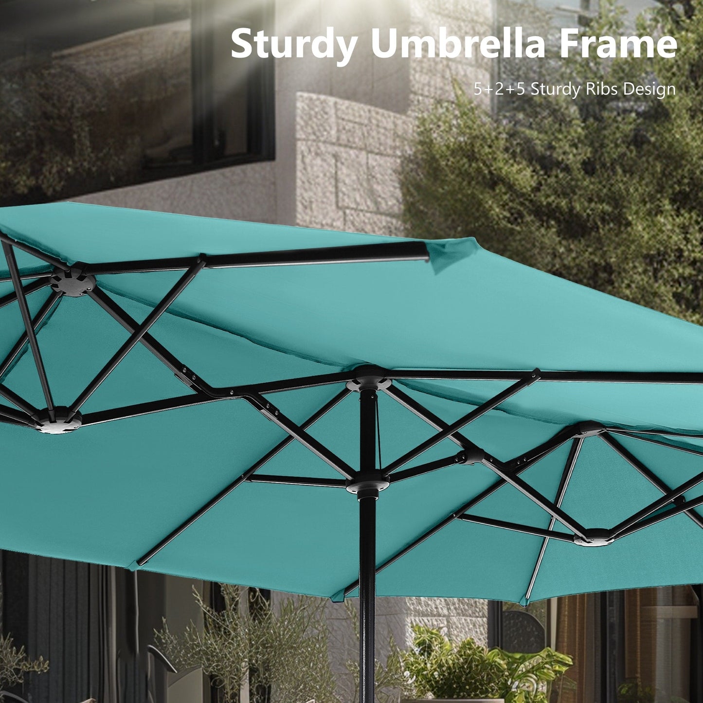 Parasol de terrasse double face extra large de 4 m (13 pi) avec manivelle, MAISON ARTS