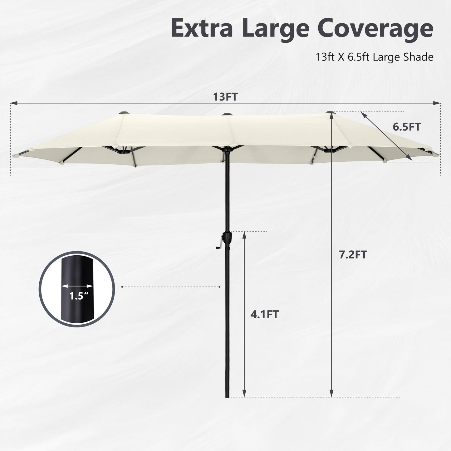 Parasol de terrasse double face extra large de 4 m (13 pi) avec manivelle, MAISON ARTS