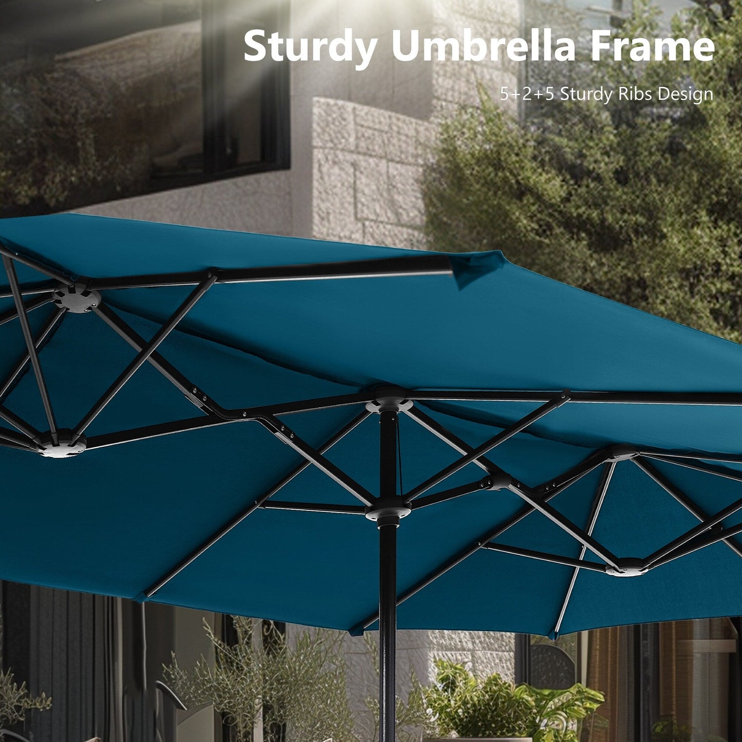 Parasol de terrasse double face extra large de 4 m (13 pi) avec manivelle, MAISON ARTS