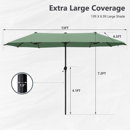 Parasol de terrasse double face extra large de 4 m (13 pi) avec manivelle, MAISON ARTS
