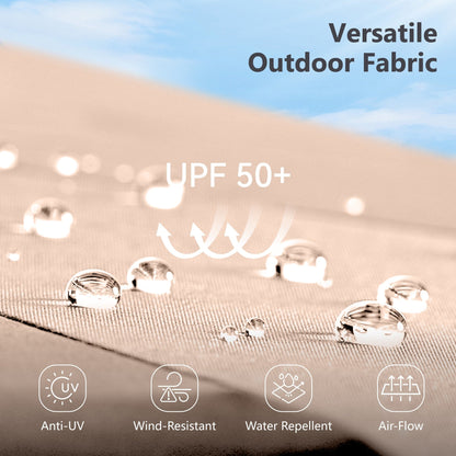 Parasol de marché d'extérieur rectangulaire à manivelle double face MAISON ARTS de 4,57 m (15 pi), avec éclairage solaire à DEL et base incluse