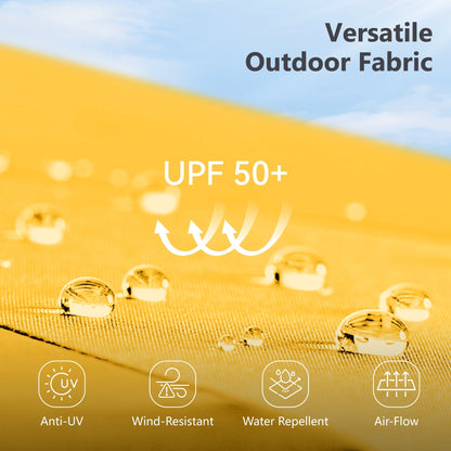 Parasol de marché d'extérieur rectangulaire à manivelle double face MAISON ARTS de 4,57 m (15 pi), avec éclairage solaire à DEL et base incluse