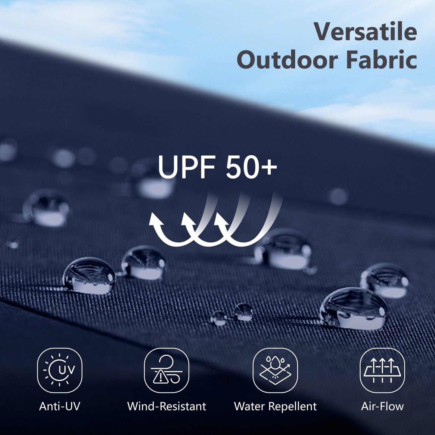 Parasol de marché d'extérieur rectangulaire à manivelle double face MAISON ARTS de 4,57 m (15 pi), avec éclairage solaire à DEL et base incluse