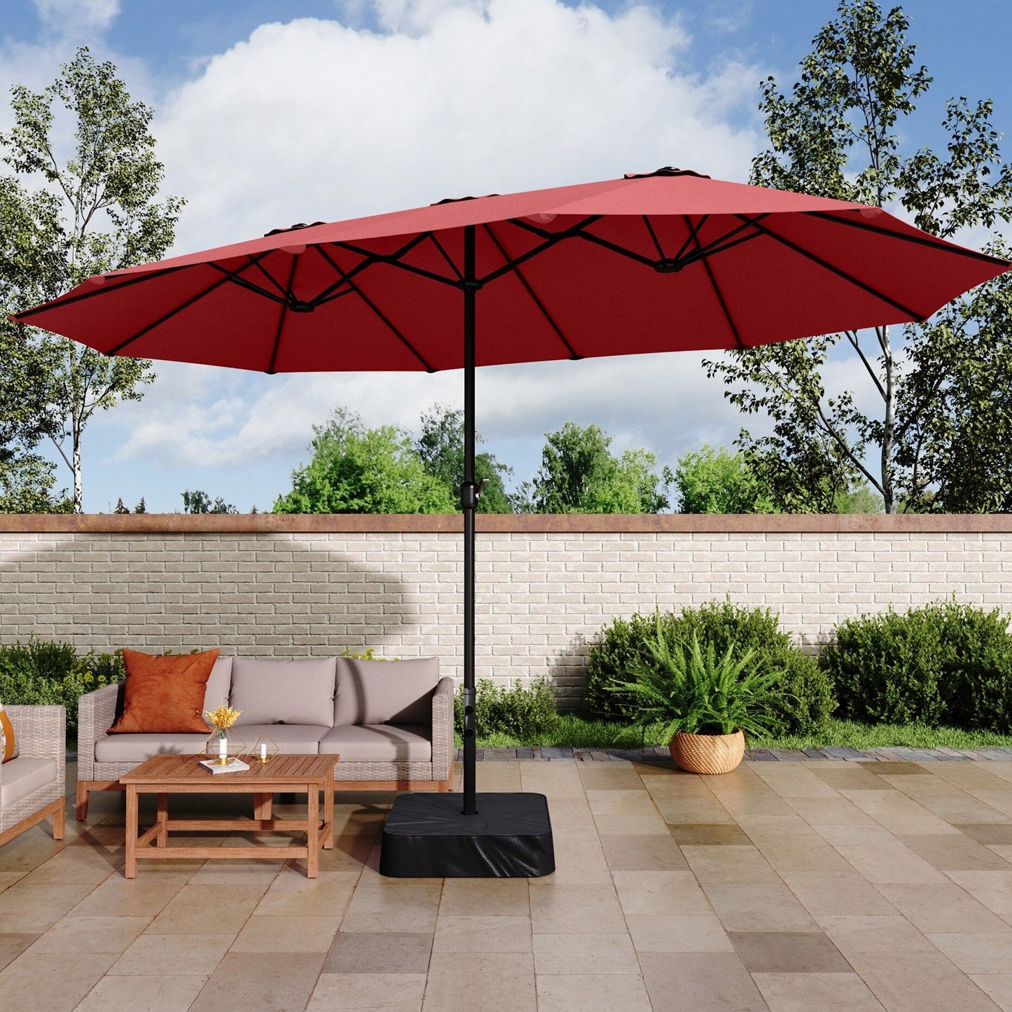 Parasol double face extra large de 4,57 m (15 pi) avec base incluse, MAISON ARTS
