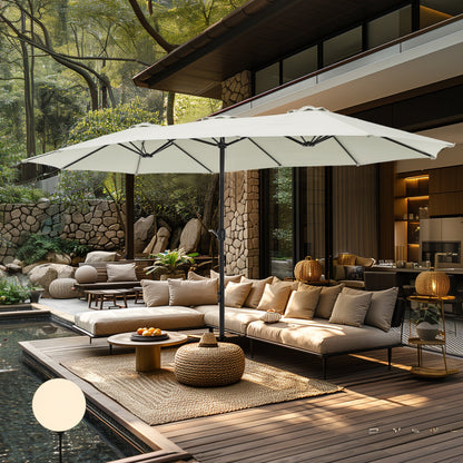 Parasol double face extra large de 4,57 m (15 pi) avec base incluse, MAISON ARTS