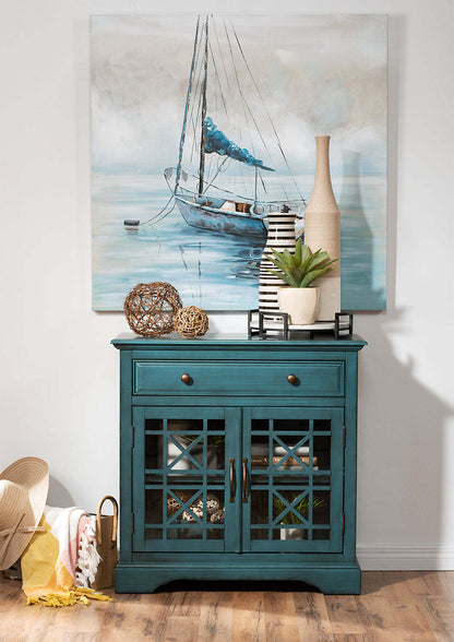 Marseille 32 Accent Cabinet with Drawer - Antique Blue|Armoire décorative Marseille de 32 po avec tiroir - bleu antique