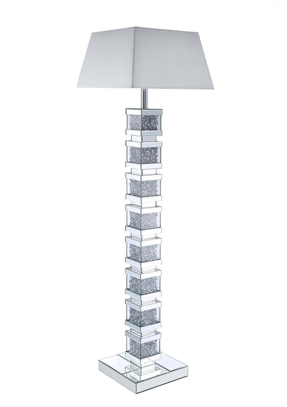 Memphis 54.3 Glam Lampadaire avec verre, miroir et cristaux acryliques|Lampe à pied somptueuse Memphis de 54,3 po avec verre, miroir et cristaux en acrylique