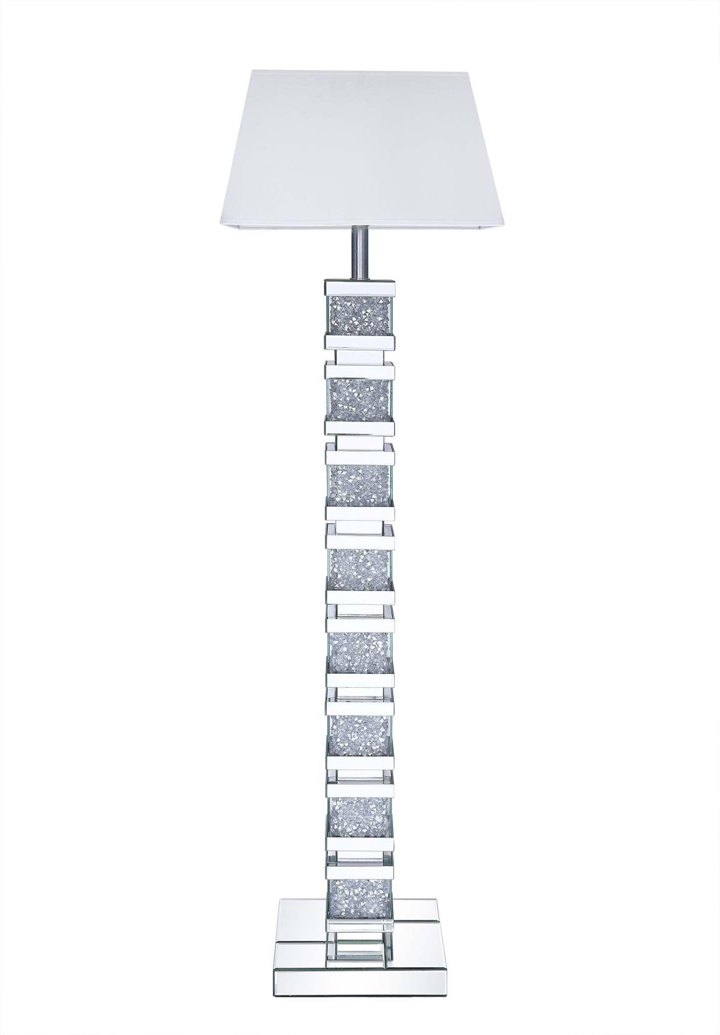 Memphis 54.3 Glam Lampadaire avec verre, miroir et cristaux acryliques|Lampe à pied somptueuse Memphis de 54,3 po avec verre, miroir et cristaux en acrylique