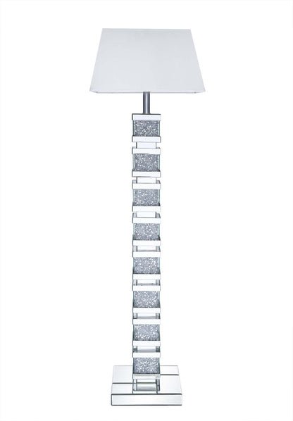 Memphis 54.3 Glam Lampadaire avec verre, miroir et cristaux acryliques|Lampe à pied somptueuse Memphis de 54,3 po avec verre, miroir et cristaux en acrylique