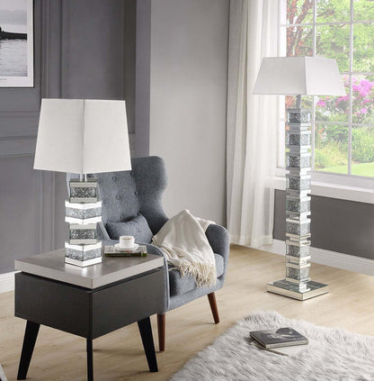 Memphis 29.9 Glam Lampe de table avec verre, miroir et cristaux acryliques|Lampe de table somptueuse Memphis de 29,9 po avec verre, miroir et cristaux en acrylique