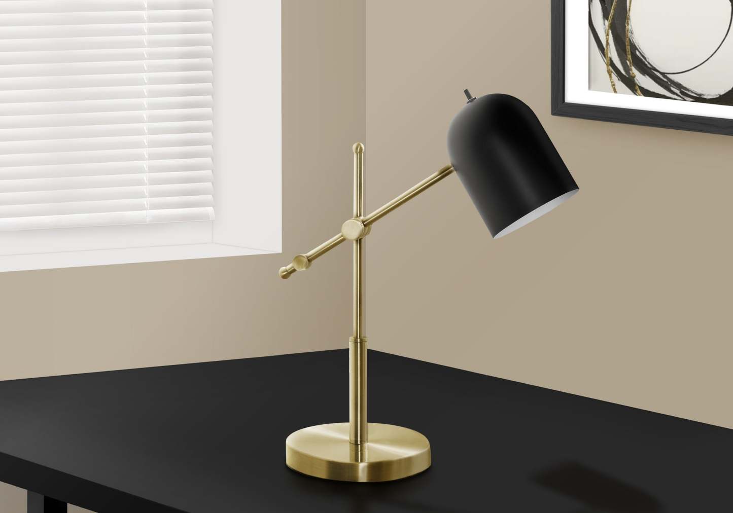 18 Brass Metal Desk Task Table Lamp|Lampe de bureau ou de table en métal laiton de 18 po