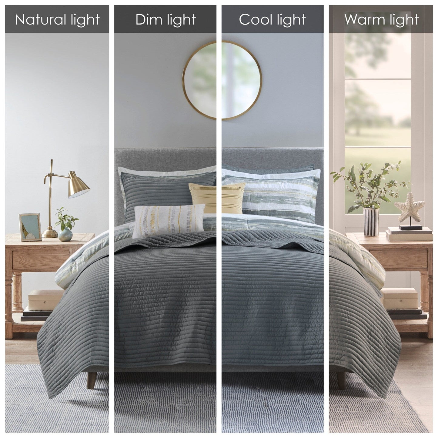 Collection de couette et de courtepointe imprimée en seersucker 8 pièces Madison Park Anchorage