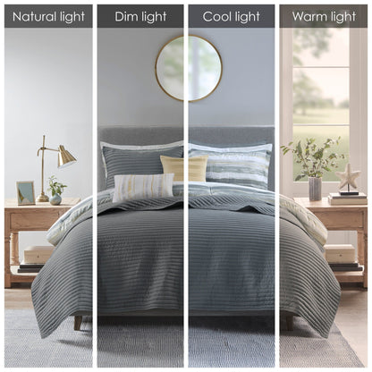 Collection de couette et de courtepointe imprimée en seersucker 8 pièces Madison Park Anchorage