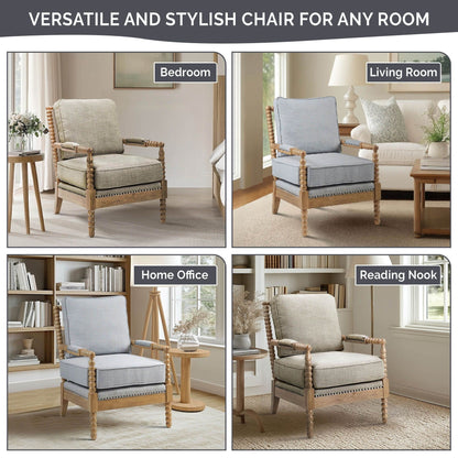 Fauteuil Madison Park Donohue à cadre en bois tourné